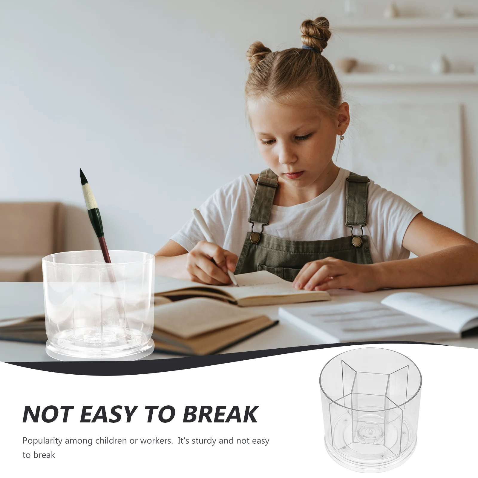 

Rotating Pen Holder Desk Organizer Pencil Paint Brush Storage Clear Plastic Art Supplies Organizer Pen Holder for Desk