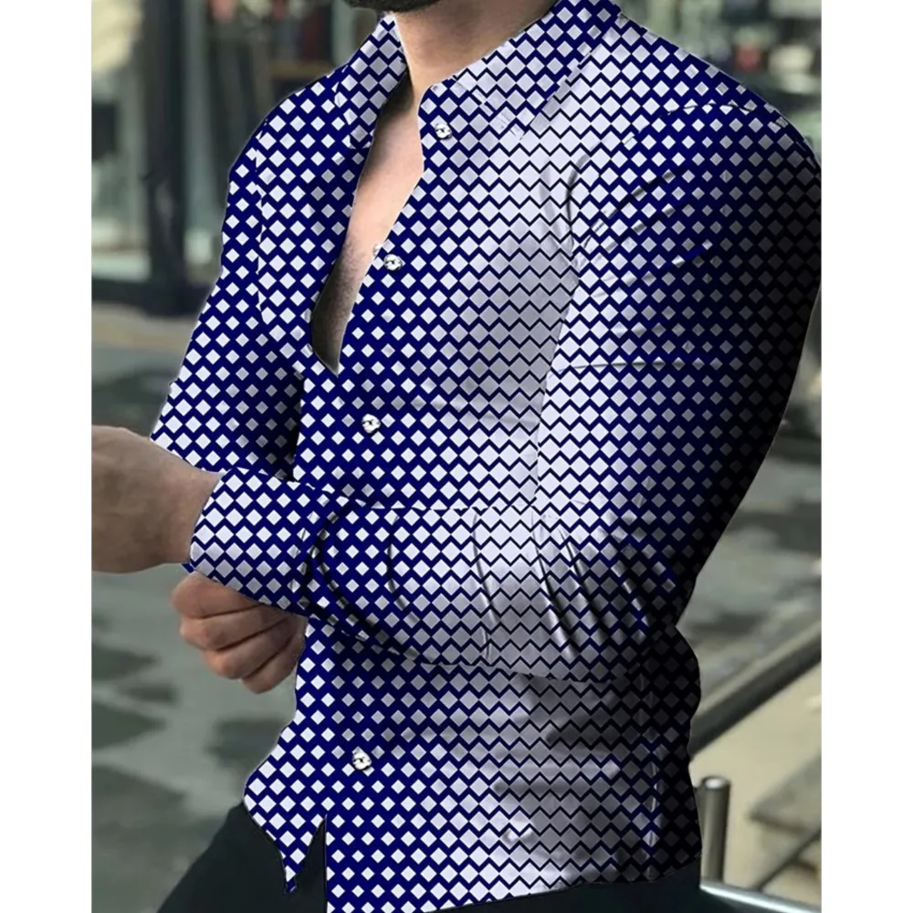 เสื้อเชิ้ตแขนยาวลำลองลายสก็อตพิมพ์ลายใหม่สำหรับผู้ชาย เสื้อเชิ้ตผู้ชายสุดหรูสำหรับงานสังคม เสื้อเชิ้ตแขนยาวแฟชั่นปาร์ตี้ผู้ชายปี 2026