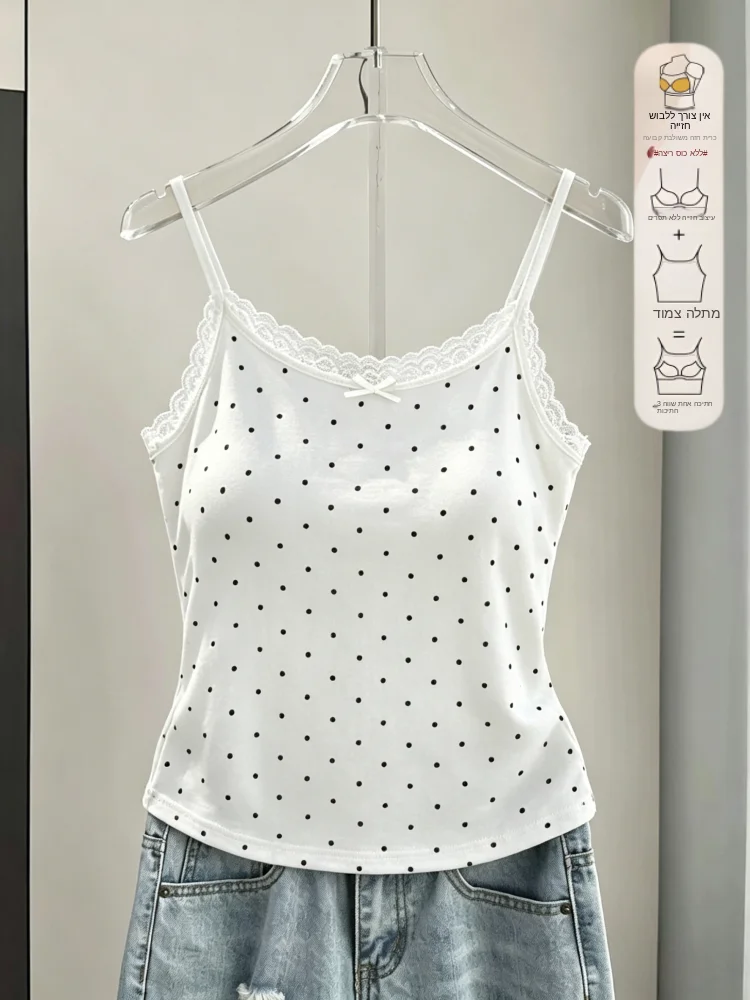 

Lace Trim Cotton Blend Tank Top Women's Slim Fit Base Layer Summer Essential Underwear Outerwear Versatile Camisole Tank