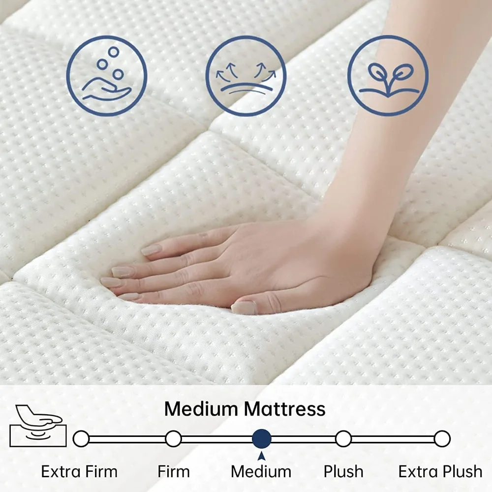 Matelas Hybride Queen Size de 10 Pouces, Isolation UlOscar Motion, dans une Boîte