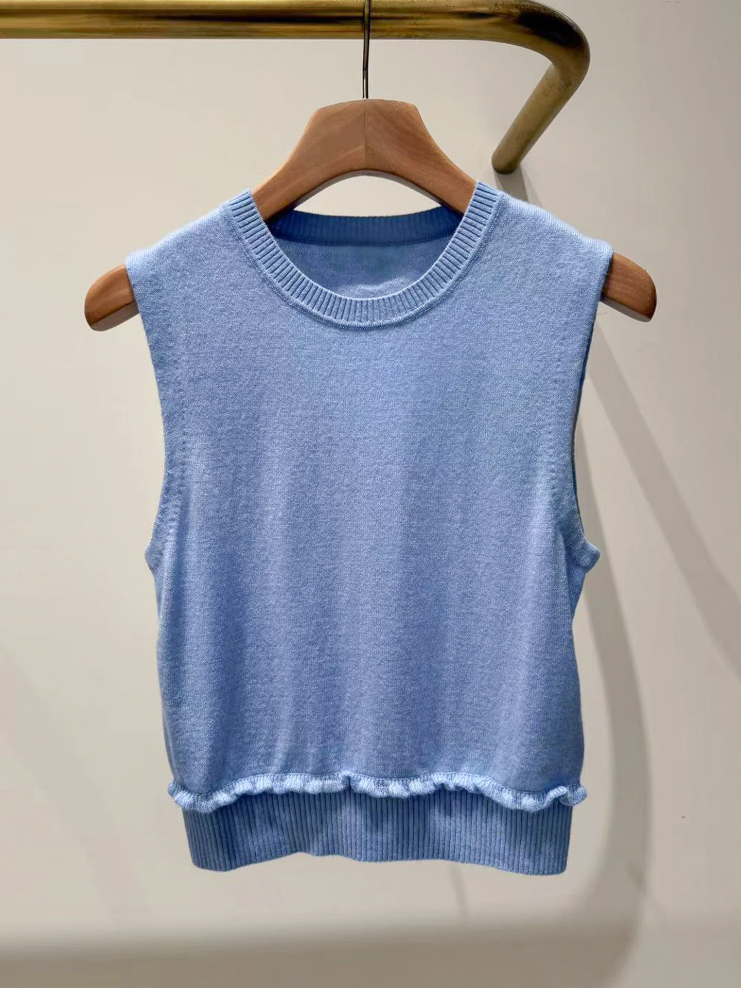 

S Home South Oil High End Women's Casual Svel Knitted Vest Top Versatile Faionable Commute Sle ort Length