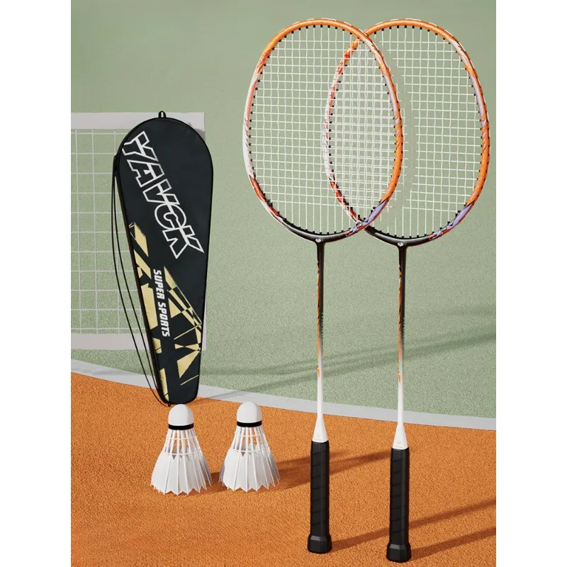 

All Carbon Fiber Badminton Racket Set, Professional, Ultra Light and Durable, Fashionable, Female, Adult, Double, Supplies