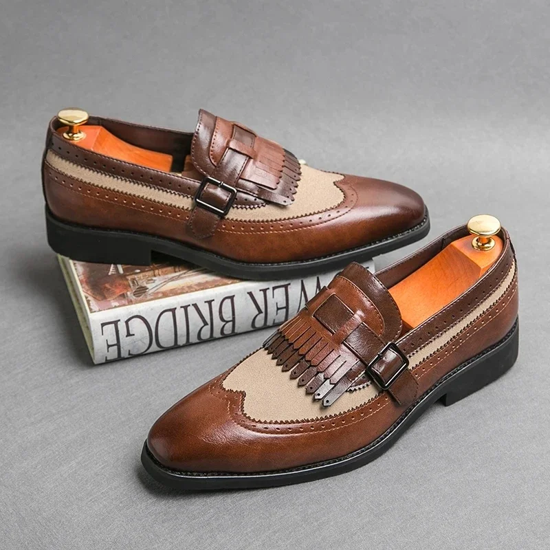 Men Fashion Classic Lefu Shoes Pointed Metal Buckle Party Office Business Block Shoes Size 38-46 Men Shoes