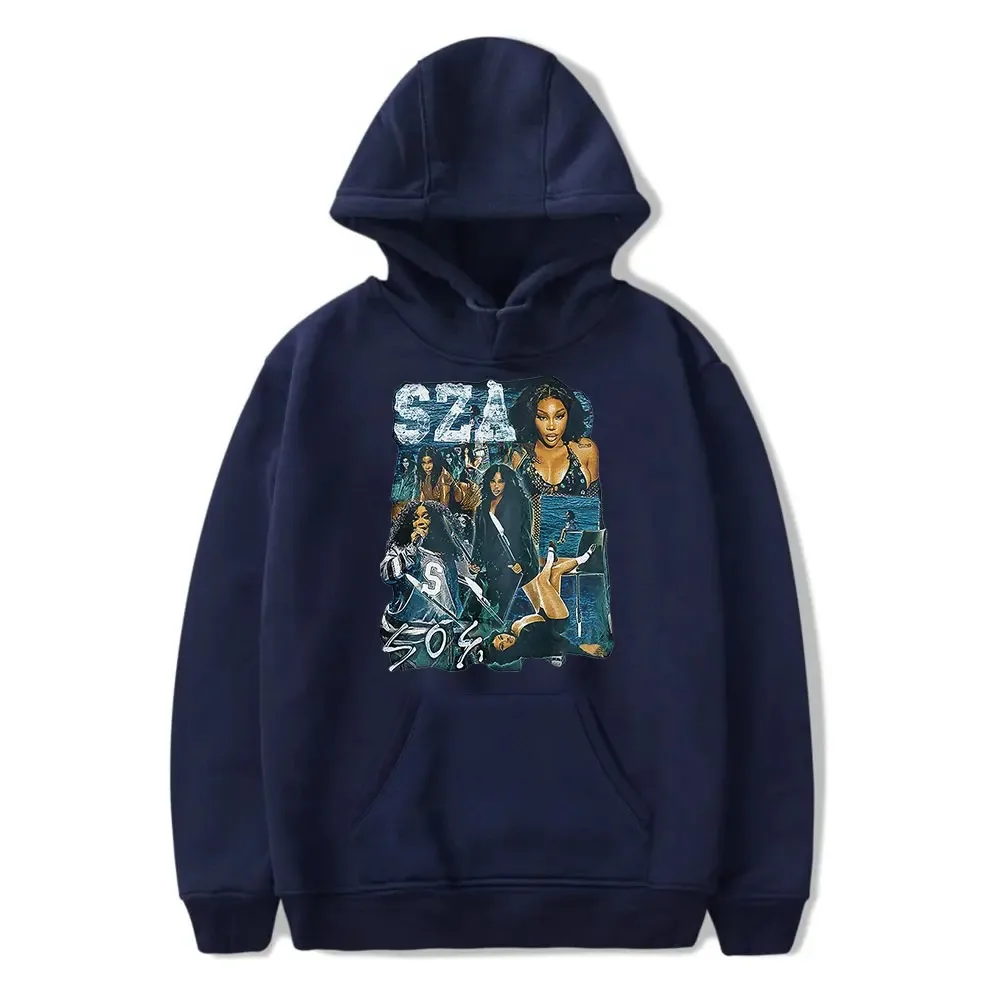 Sudadera con capucha Vintage de SZA SOS para hombre y mujer, ropa de moda, moletom de manga comprimida, 2024