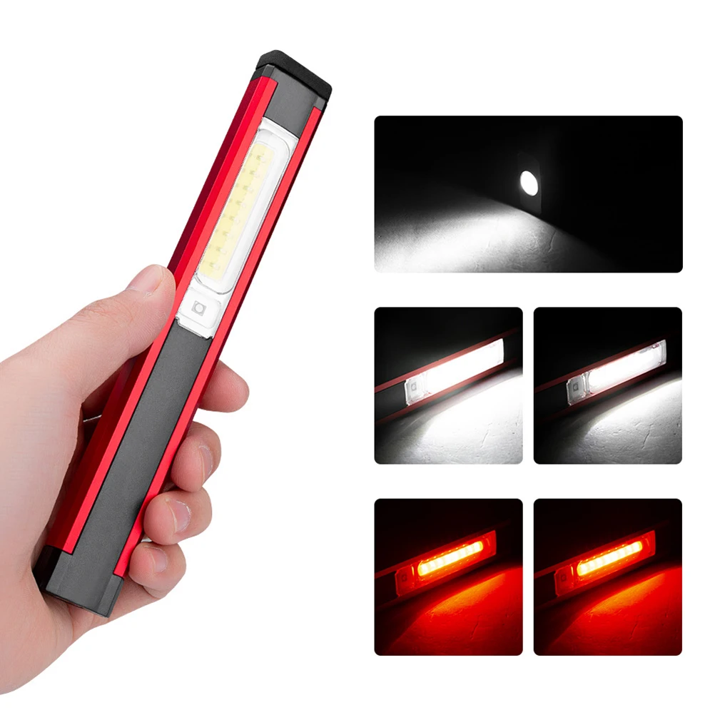 Cob Led Portable Inspection Light Magnetic Belt Clip Rechargeable Multifunction Flashlight For Maintenance Emergency Roadside