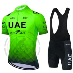 Uae Team Cycling Jersey Set Men Summer Fluorescent Green Bike Set MTB Ropa Ciclismo Short Sleeve Bicycle Shirts Maillot Clothing