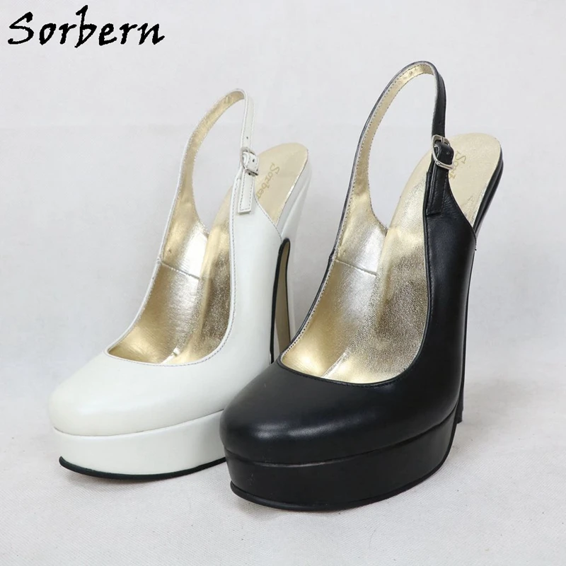 

Sorbern 16Cm Genuine Leather Women Pump Shoes Slingback Round Toe Stilettos High Heels Special Arch Shoes Custom Colors