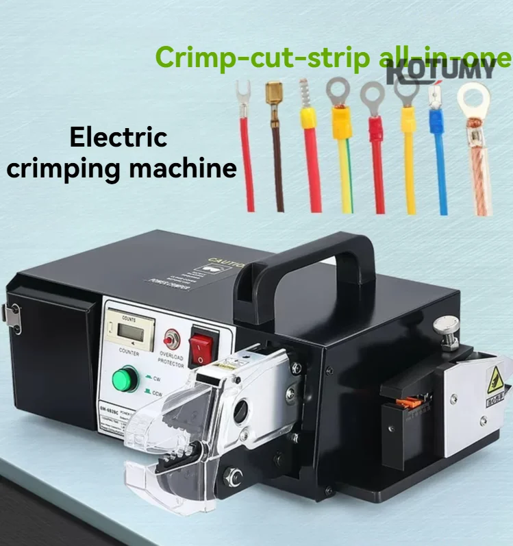 Pneumatic Automatic Terminal Crimper, 3-in-1 Wire Cutting Stripping Crimping Integrated Machine for Electronic Wire Harness