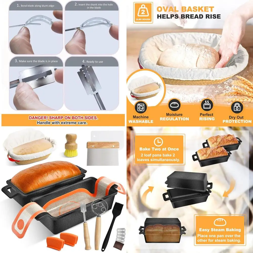 

Dual-Purpose 9x5 Inch Cast Iron Bread Pan with Lid for Sourdough and Loaf Baking