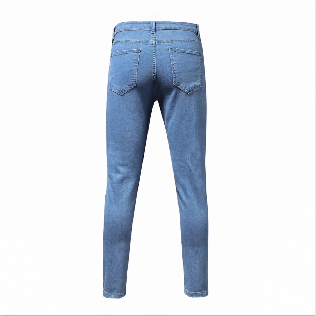 High Quality Blue Jeans for Men Stretch Sexy Biker Jeans Frayed Slim Fit Pencil Pants Skinny Jean Street Casual Jogging Trousers