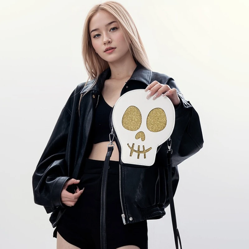 

Новинка 2025 года, модная женская сумка через плечо с черепом на Хэллоуин, уникальная жуткая креативная сумка на плечо в темном стиле с милым мультяшным рисунком на Хэллоуин