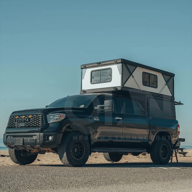 Pickup bed camper canopy shell roof tent double cab black 4x4 accessories cab canopy camper