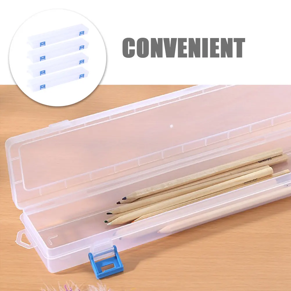 

4pcs Portable Painting Brush Box Clear Storage Pen Case For Diy Art Watercolor Tools Durable Lightweight Buckle Design Tool