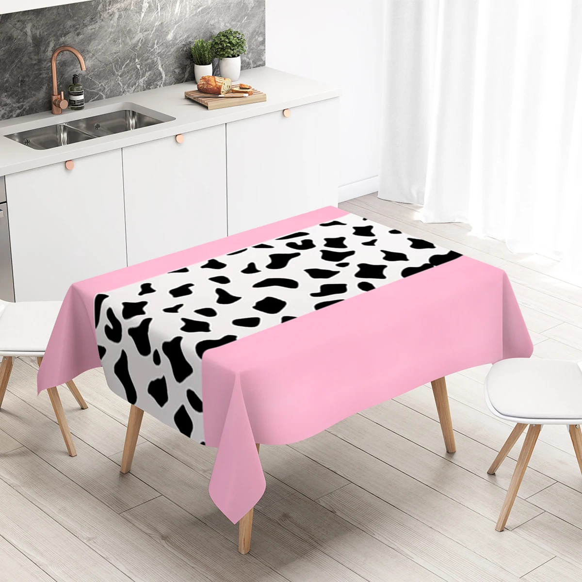 Pink Western Denim PE Tablecloth Happy 1st Birthday Party Decoration Kids Table Cover Farm Animals Theme Baby Shower Supplies