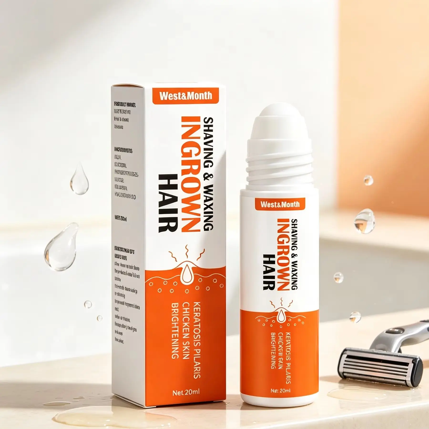 West Month Ingrown Hair Treatment Serum After Shave for Men & Women Chicken Skin Improvement Reduce Redness Smoothing Solution