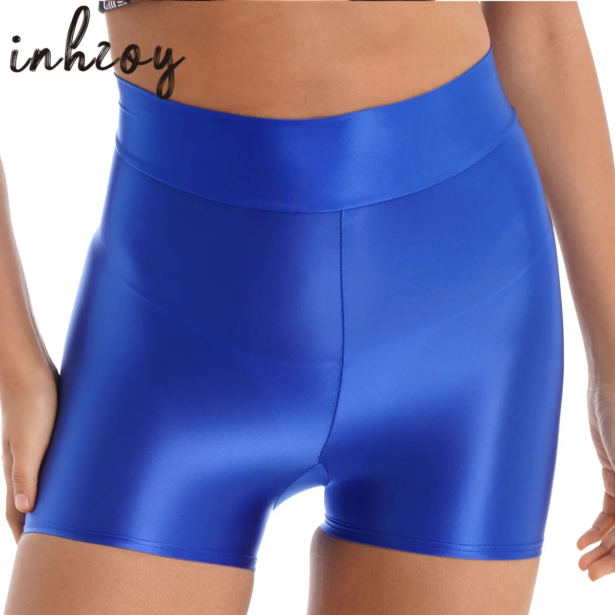 

Womens Smooth Glossy Shorts Sexy High Waist Gym Fitness Short Leggings Oil Shiny Tights Swimsuit Swimming Sport Yoga Shorts