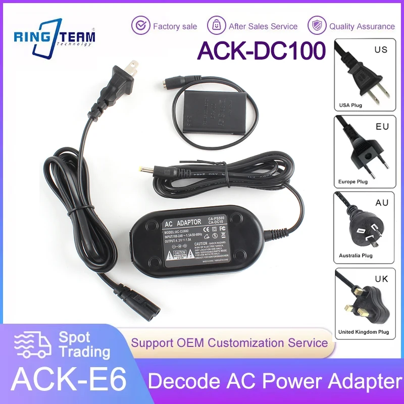 ACK-DC100 AC Power Adapter DC Coupler Charger Continuous Power Supply for Canon Digital Camera Shooting And Data Transfer