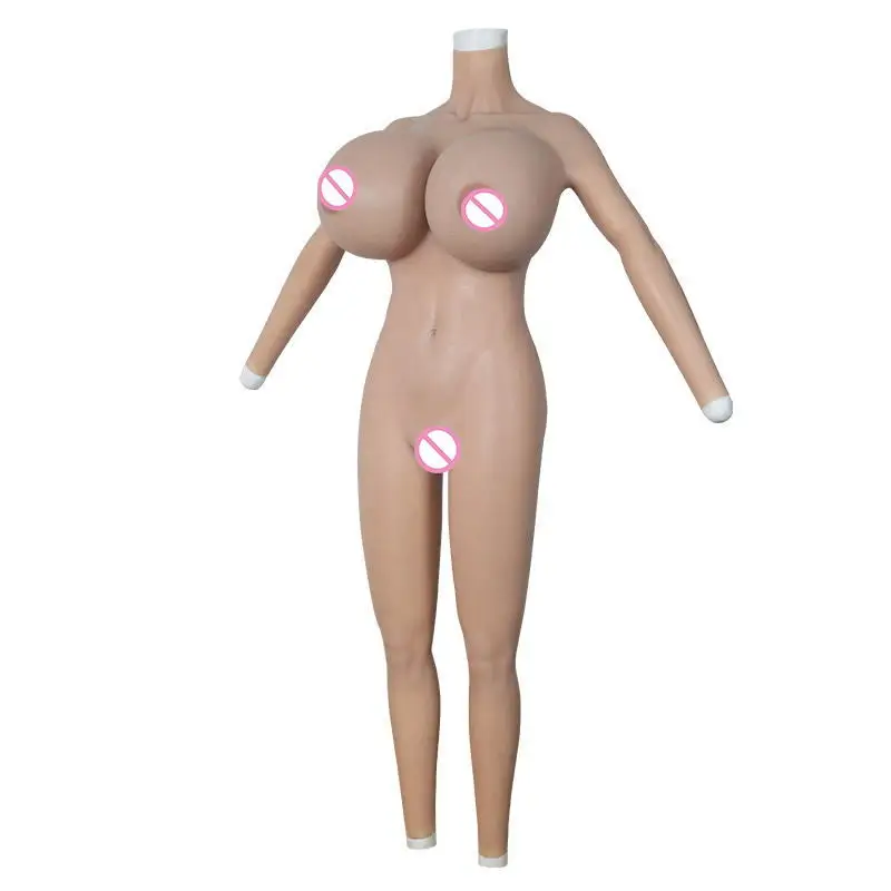 Silicone Bodysuit Huge Boobs S Cup and Fake Vagina Male to Female Shapewear with Arms or Cosplay Drag Queen Sissy Shemale