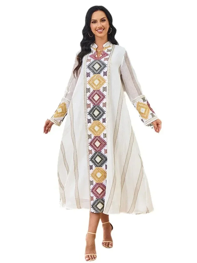 Abaya Morocco Kaftan Embroidery Sequins Long Robe Dubai Abayas Islam Vestidos Eid Muslim Women Modest Party Dresses Jalabiya