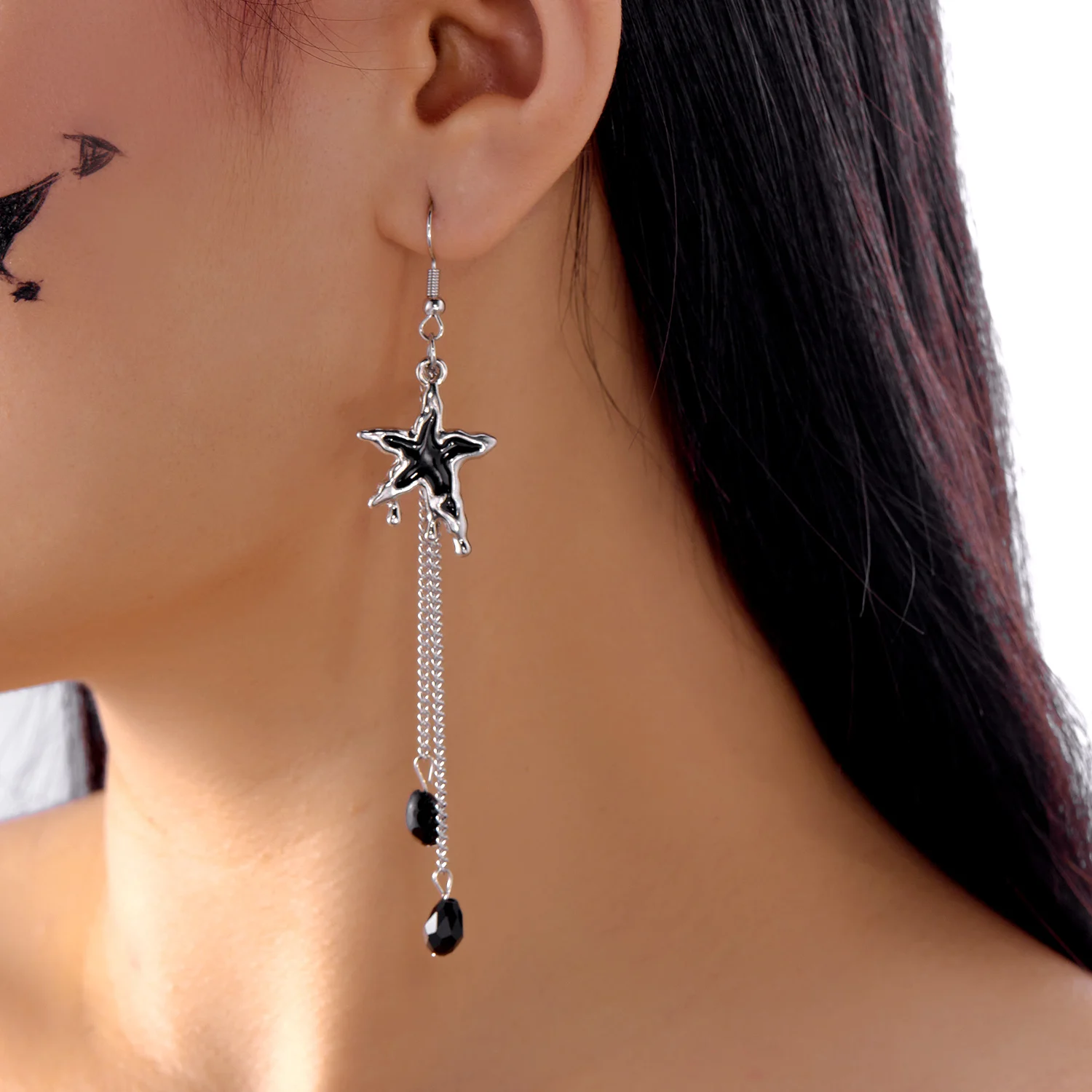 Klassische Gothic Vampir Fledermaus Ohrringe für Frauen Mann Vintage Schwarz Wassertropfen Kristall Fledermaus Anhänger Ohrringe Schmuck Zubehör – Detail 9