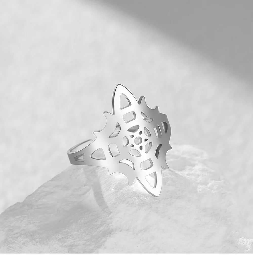 CoolTime Edelstahl Hexagramm-Ring für Frauen Goldfarben Verstellbarer Offener Gotischer Hexenknoten Amulett-Schmuck Geschenk – Detail 9