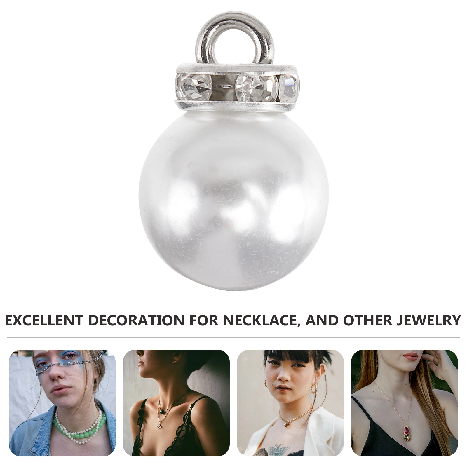 

50Pcs DIY Rhinestone Necklace Pendant Imitation Pearl Jewelry Making Accessories Exquisite Decorative Charm for Necklace