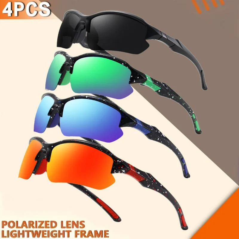 4 قطع، مجموعة نظارات شمسية عصرية للرجال، مجموعة خصم، مناسبة للحفلات واللعب والسفر #2