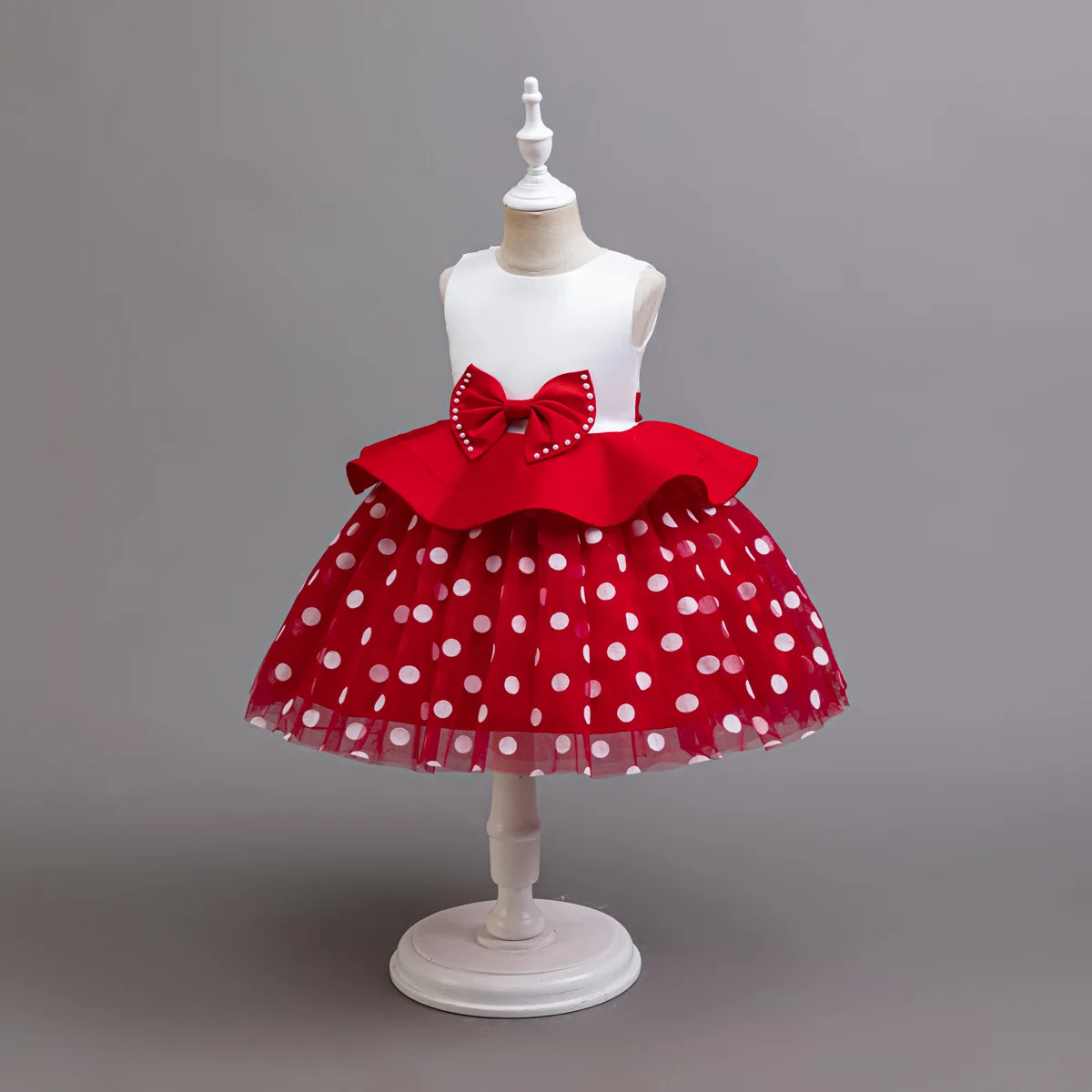HETISO New Girls Dots Printed Dress Summer Elegant Fashion Little Kids Children's Princess Piano Performance Party Ball Gowns