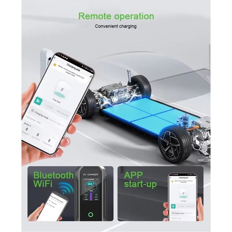 for Smart 9.6kW 40A J1772 Portable EV Charger 5m Cable IP65 Waterproof 2.8 Inch LED Display Plug and Play for Home Travel