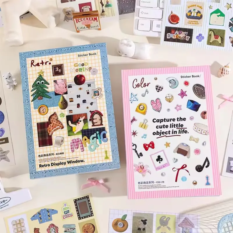 1300 Kawaii Stickers Retro Cartoon Aesthetics Scrapbook Stickers DIY Handmade Stationery Diary PET Cutting Decorative Stickers