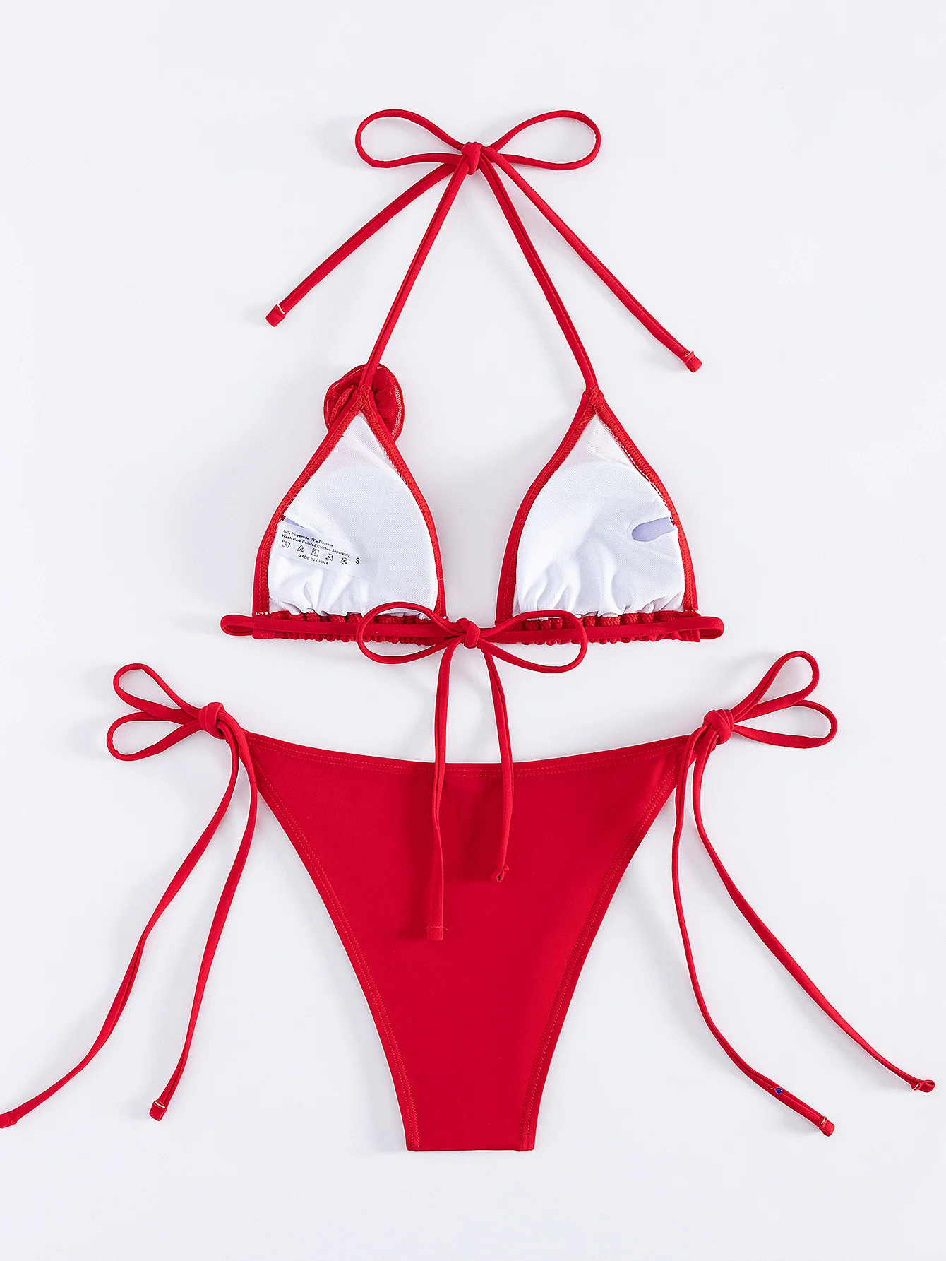 Sexy 3D Red flower halter string bikini set due pezzi tie vita alta perizoma costumi da bagno costumi da bagno donna biquini costumi da bagno