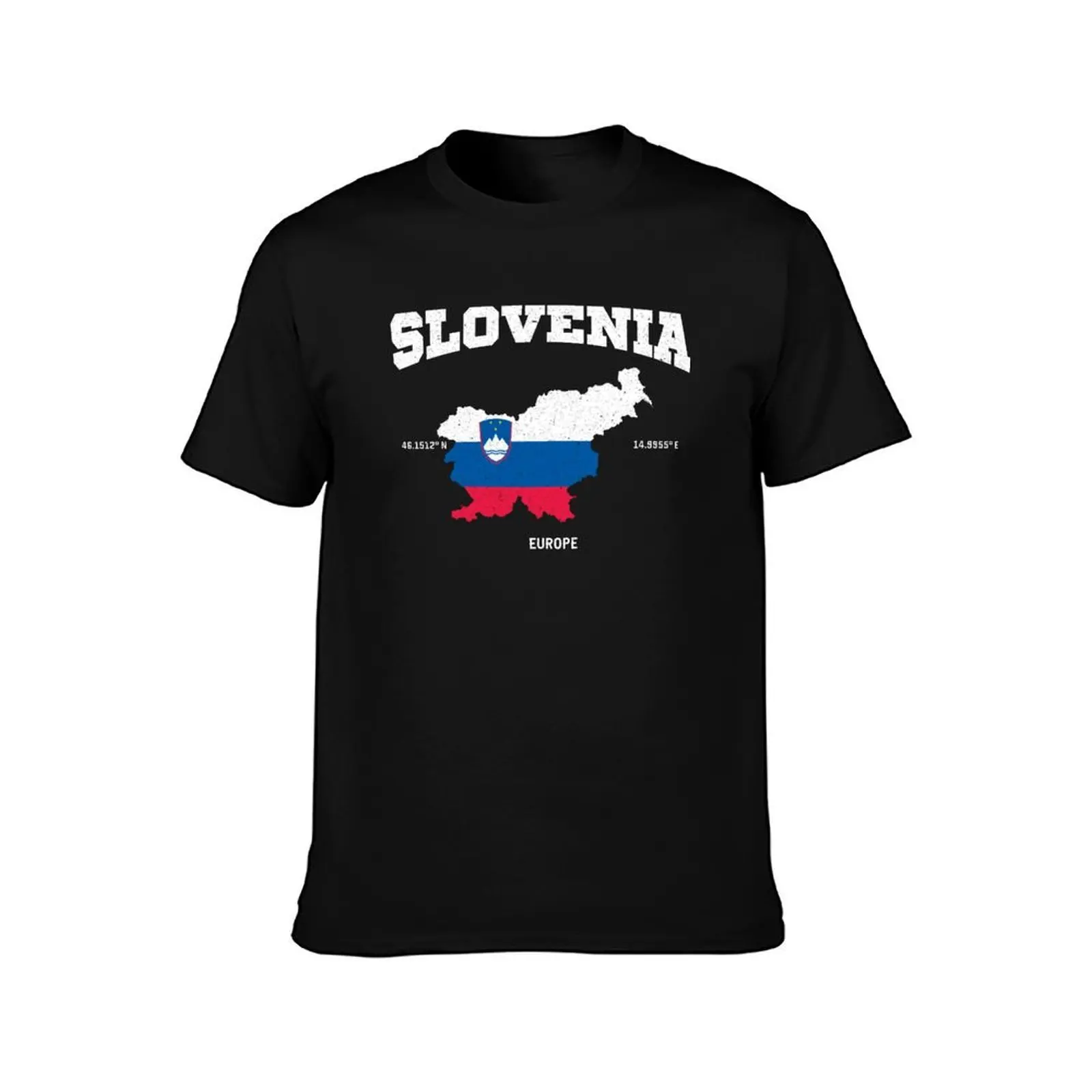 Slovenia flag map, Slovenia coordinates, Slovenia Localisation T-Shirt Sweat Resistant Workout Tee Shirt T-Shirt
