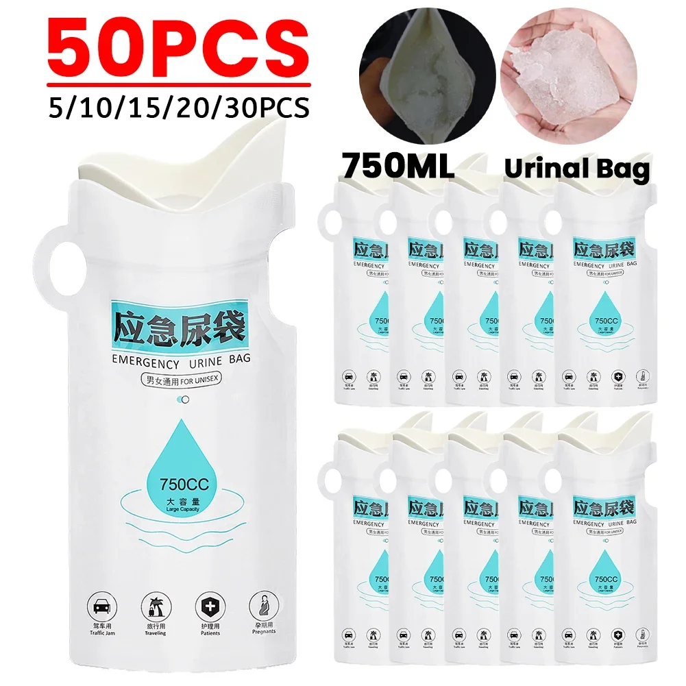 

750 мл одноразовый мешок для писсуара, уличные аварийные мешки для писсуара, герметичный портативный мешок для мочи для беременных и детей