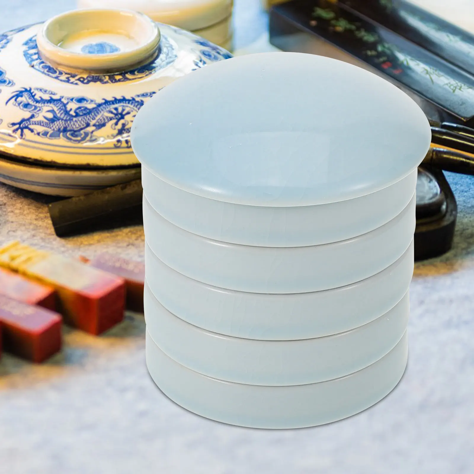 

Набор традиционных керамических акварельных палитр: многослойные штабелируемые пигментные тарелки для рисования, фарфоровые, с дозатором для воды