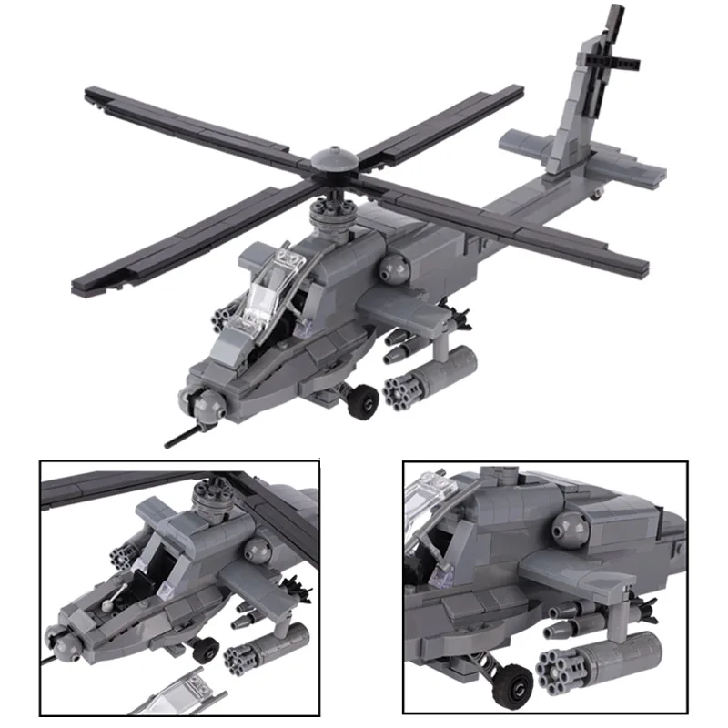 

Attack Helicopters U.S. AH-64 Gunship Model Building Blocks Kit Bricks Army Air Force SWAT Figures Military Fighter Sets Apache