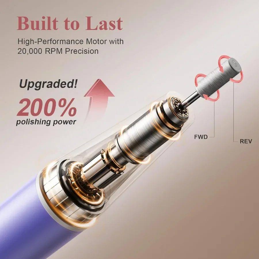 Perceuse à ongles sans fil lime à ongles électrique professionnelle sans fil pour Gel acrylique Dip poudre outil de forage à ongles Portable pour les femmes Rech