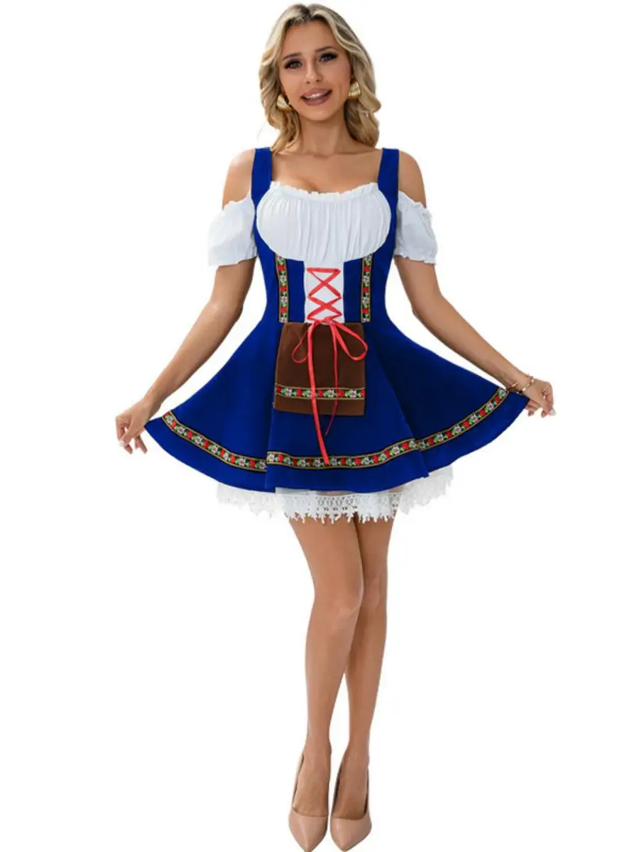 جديد loween Barmaid Dr حجم كبير مهرجان البيرة زي الملابس النسائية المرحلة العرقية زي مادة البوليستر