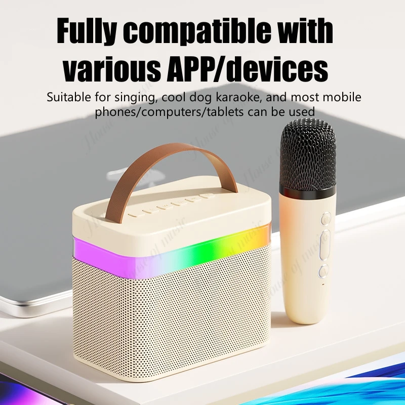 K13 Karaoke Bluetooth Speaker with Wireless Microphone Bluetooth TF Card AUX Link 2000mah Battery Long-lasting Outdoor Subwoofer