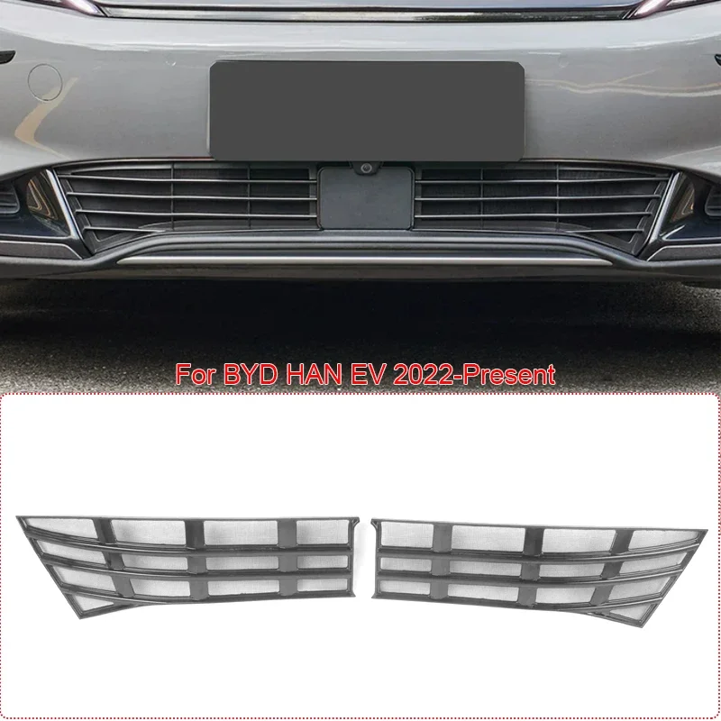 Car Modify Front Bumper Center Intake Grille Cover For BYD HAN EV 2023-Present Front Buckle Insect Proof Net Auto Accessory