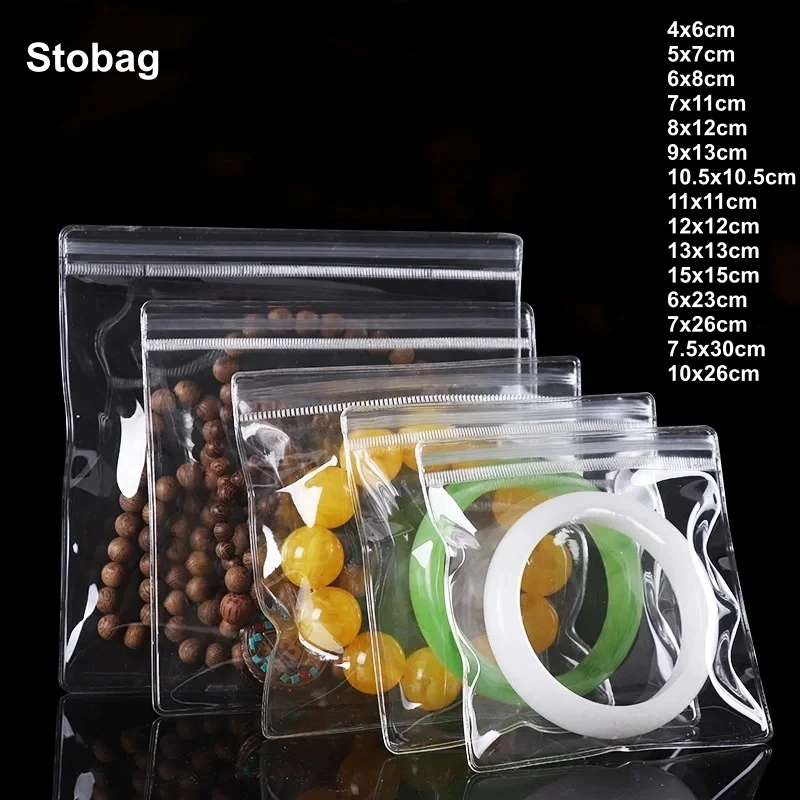 

StoBag 100pcs Wholesale Transparent PVC Jewelry Packaging Bags Ziplock Sealed Clear Pouches Earring Storage Reusable Plastic