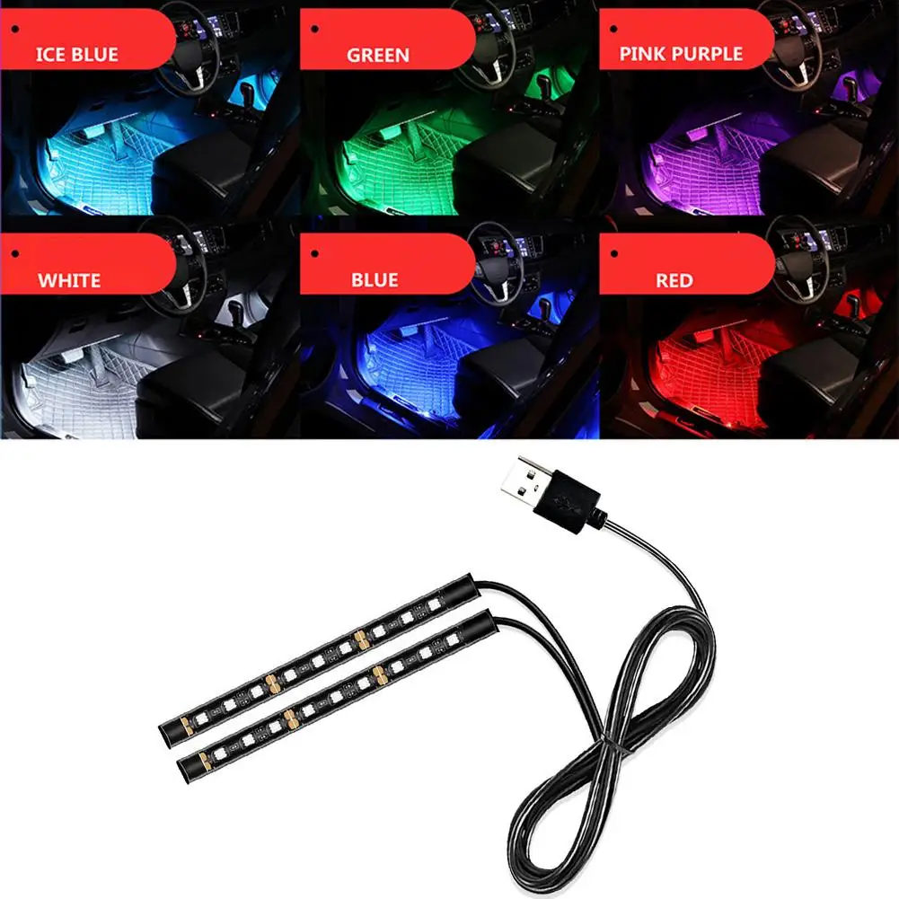 

Car LED Ambient Foot Strip Light Car Interior Decorative Vehicle Underfoot Lights Color Accessories R7C9