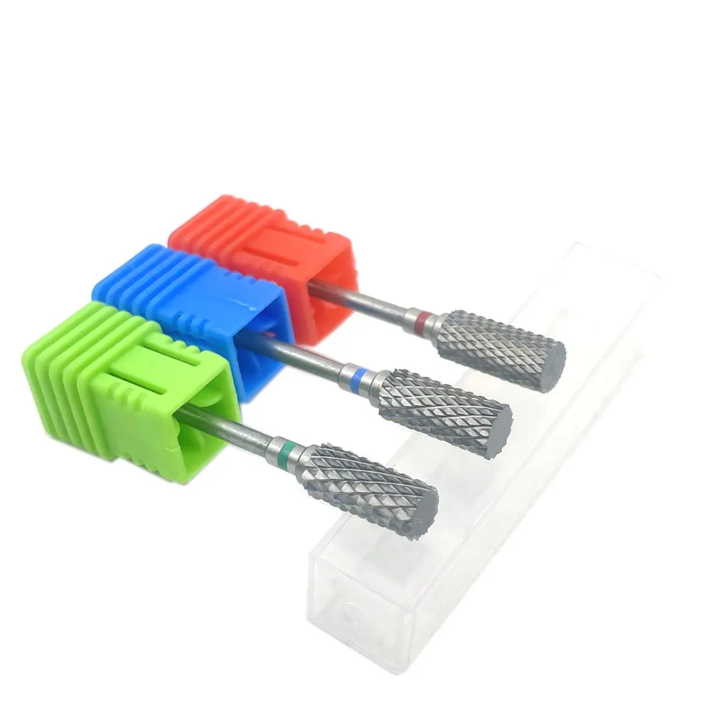 1pcs Cylinder Carbide Tungsten Nail Bit Dual Rotation Milling Cutters Fast Remove Acrylic Hard Gel Manicure Nail Accessory Tools