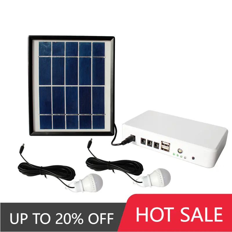 Hoge Kwaliteit 5W 6V Draagbare Solar Home Kit Solar Lamp Licht Met 5V Usb Uitgang Voor Telefoon opladen
