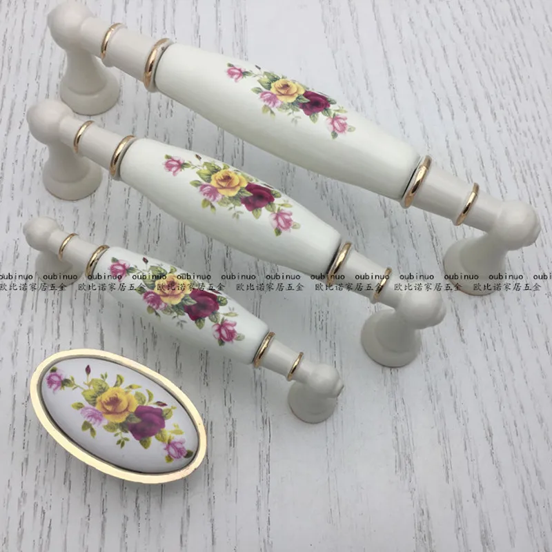 Rose Zinc Alloy Drawer Handle, Ceramic Modern Minimalist Elegant Kitchen Furniture Cabinet Pull, Shoe Locker Knob, Large