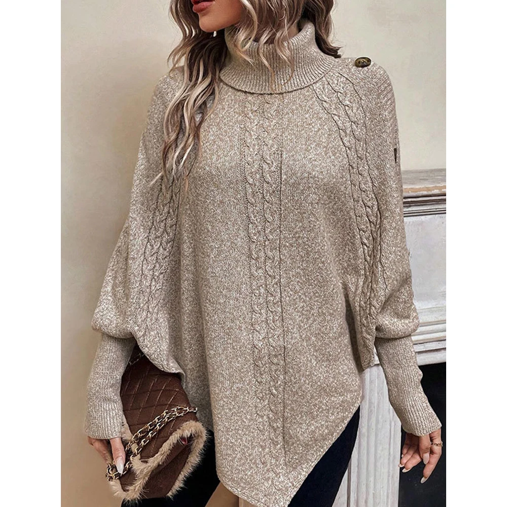 

Mia Muse Women'S Sweaters Autumn Twist Long Sleeve High-Neck Sweaters Warm Comfortable Casual Sweaters