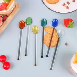 New Colorful Tableware Glass Long Handle Coffee Scoops Tea Spoons