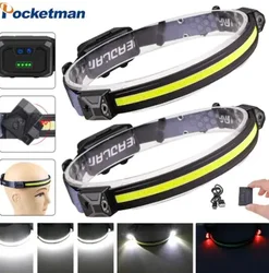 Super Bright COB LED Headlamp Type-C USB Fast Charging Headlight Outdoor Waterproof Head Lamp 7 Lighting Modes