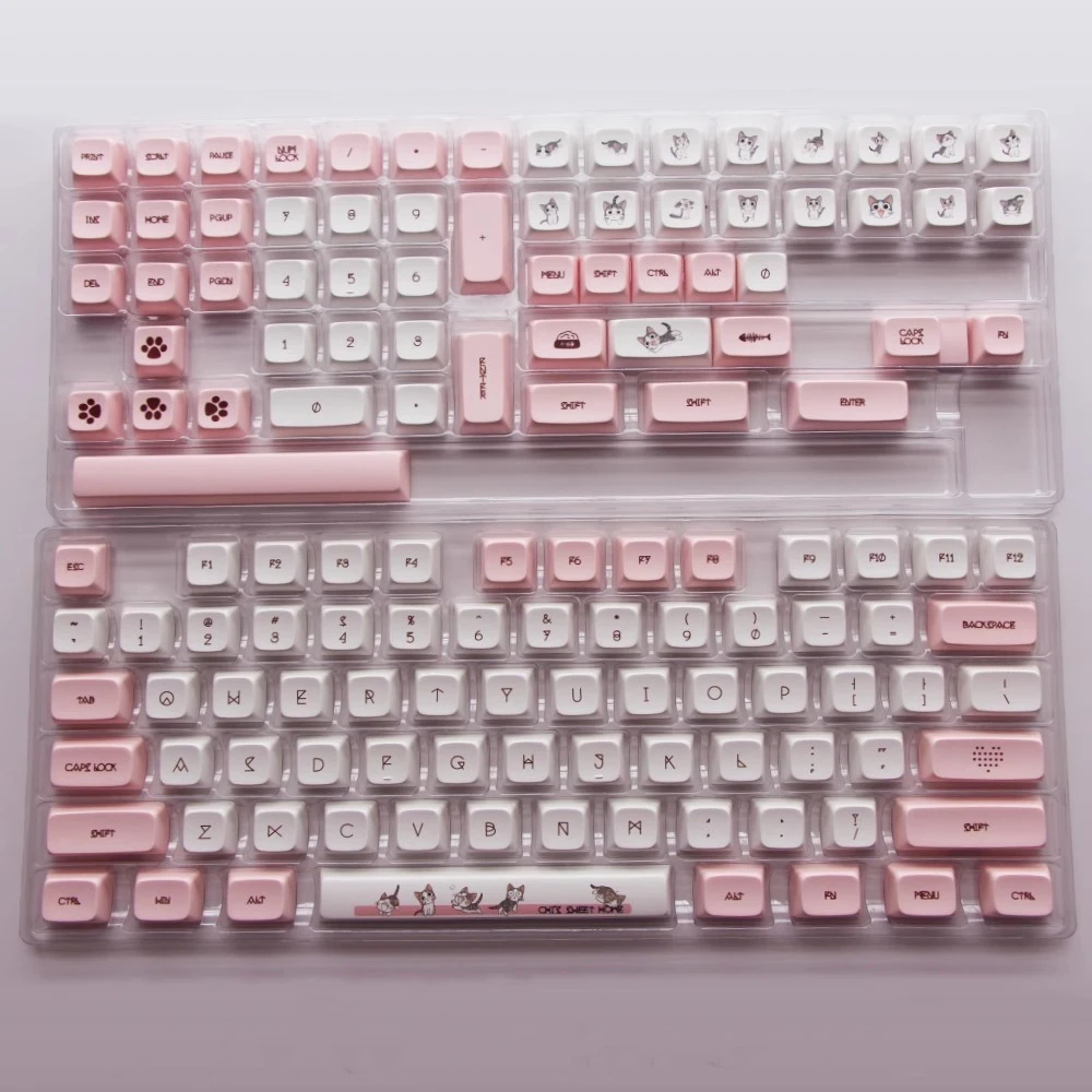 134 Key/set Chi's Cat Keycaps PBT Dye Sublimation Key Caps XDA Profile Cheese Cats Keycap With ISO Enter 1.75u 2u Shift