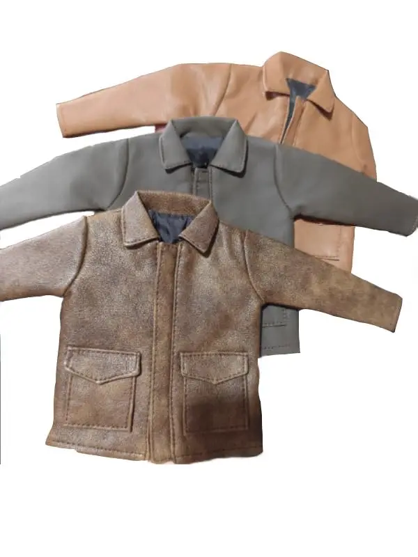 Modelo de jaqueta de couro PU marrom soldado masculino 1/6 para figuras de ação de 12''
