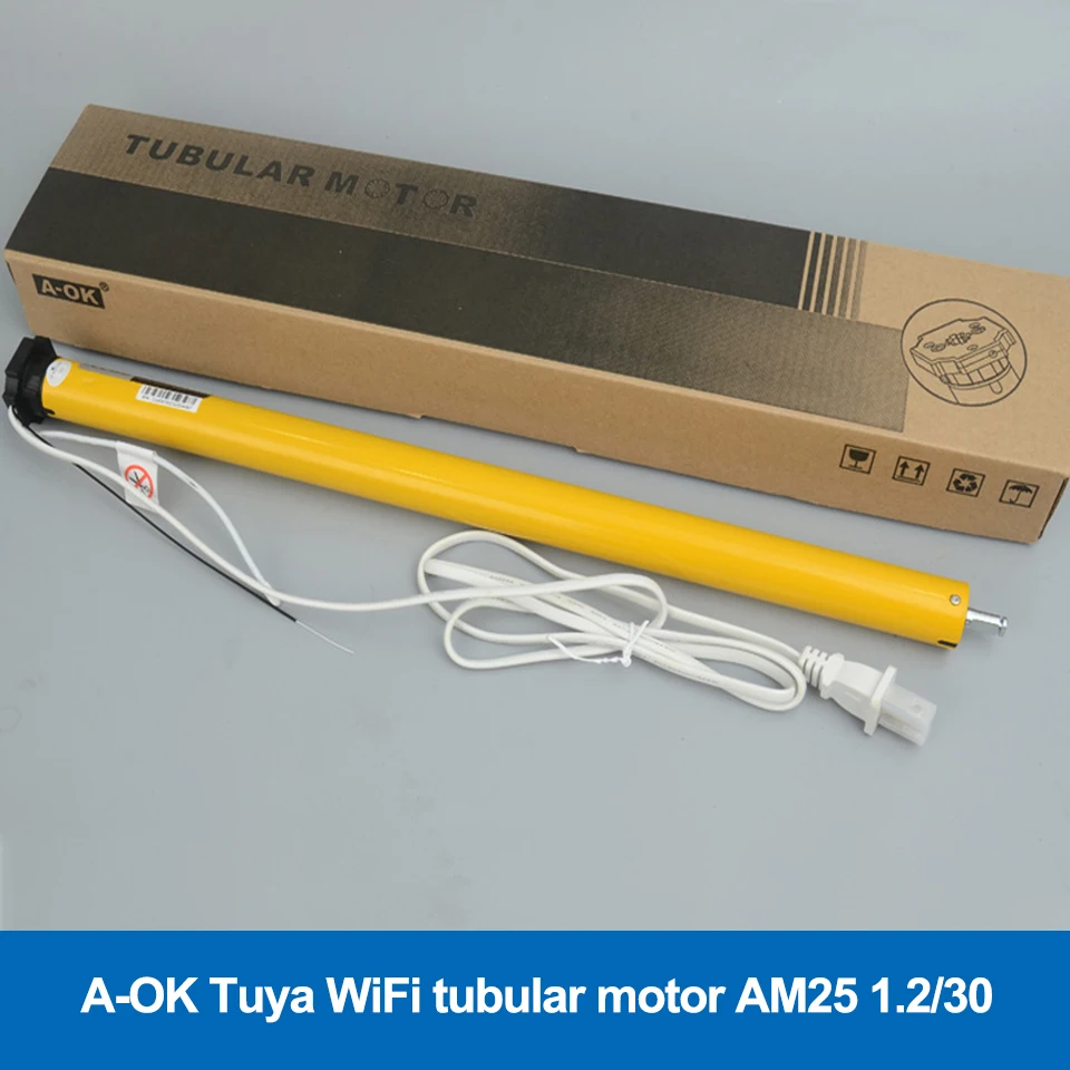 A-OK Tuya WiFi AM25 Smart Roller Shade Blinds Motor for 38mm Tube Alexa Google Home RF433 remote control Electric Curtain Motors